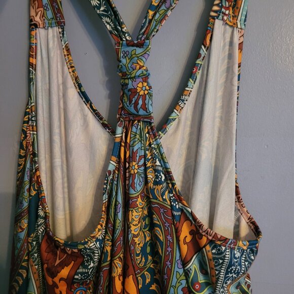 SZ 4Xl Boho Style Loose Drop Crotch Jump Suit Romper Open Shoulders - Picture 3 of 6